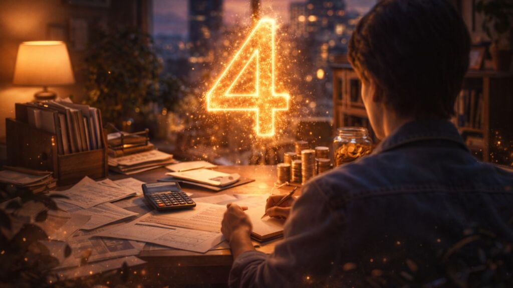 O número 4 pode indicar que é hora de organizar a vida financeira com mais firmeza