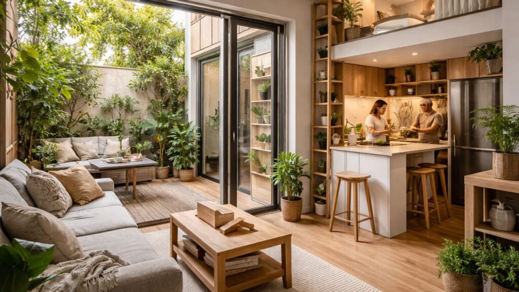 A casa em terreno pequeno que surpreende com soluções inteligentes e muito espaço útil