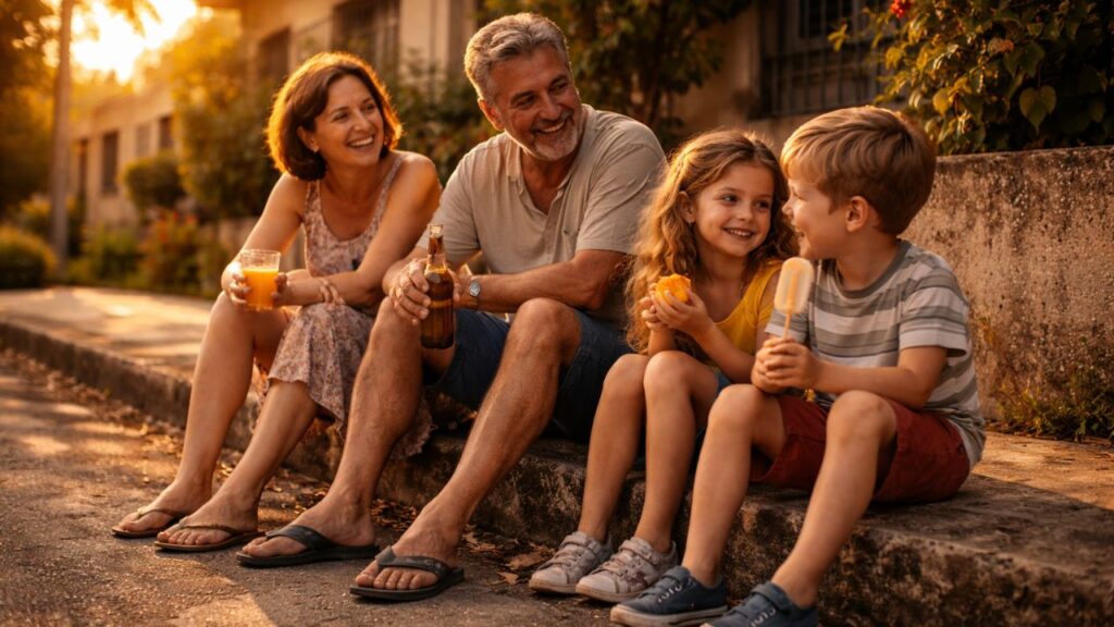 Sentar na calçada no fim da tarde era um costume simples que aproximava todo mundo