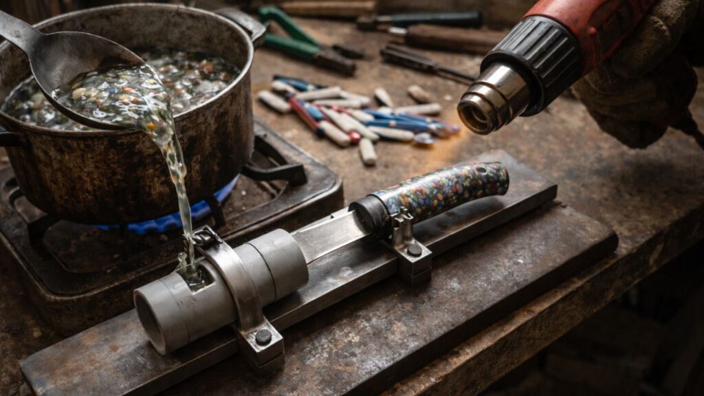 Um reaproveitamento simples transforma escovas velhas em uma peça plástica artesanal