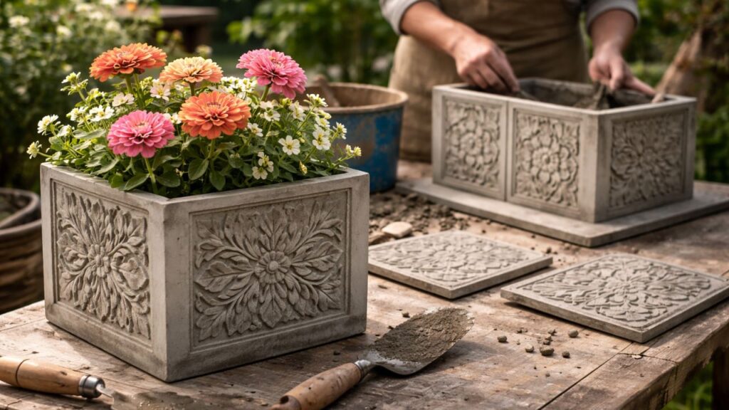 O vaso de cimento decorativo que você pode fazer em casa e gastar bem menos no jardim