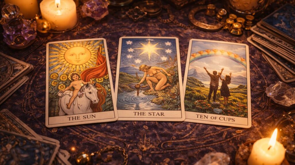 Essas 3 cartas do tarot costumam aparecer quando sorte e oportunidades começam a se aproximar