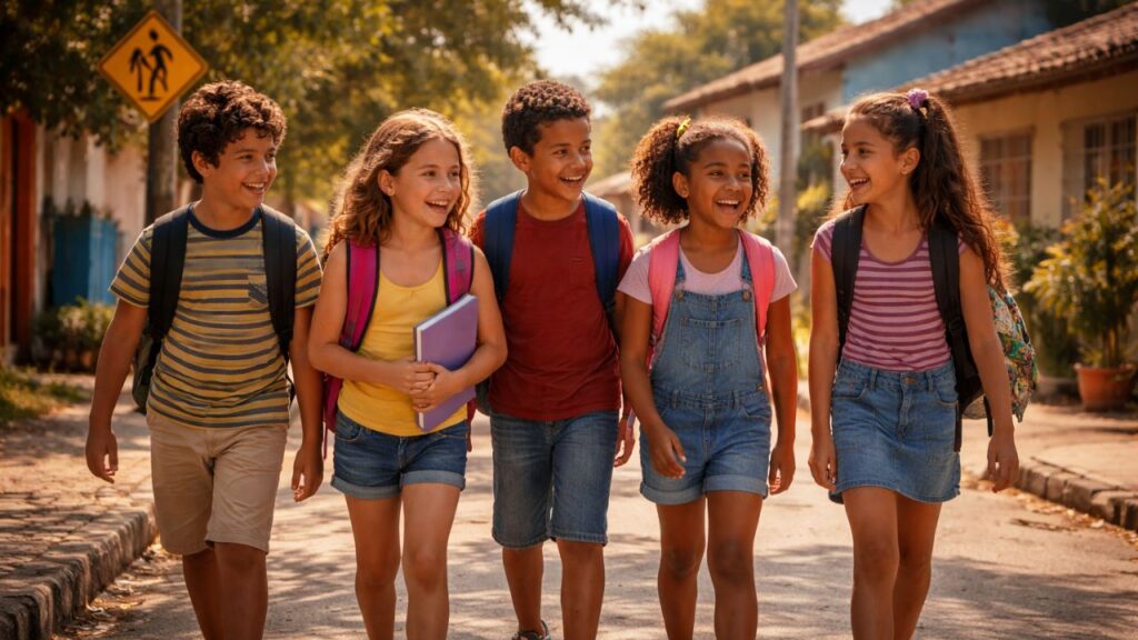 Como era ir para a escola décadas atrás e transformar a caminhada em parte da infância