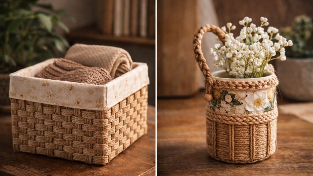 2 ideias com caixas de papelão e recicláveis que ajudam a organizar a casa com charme