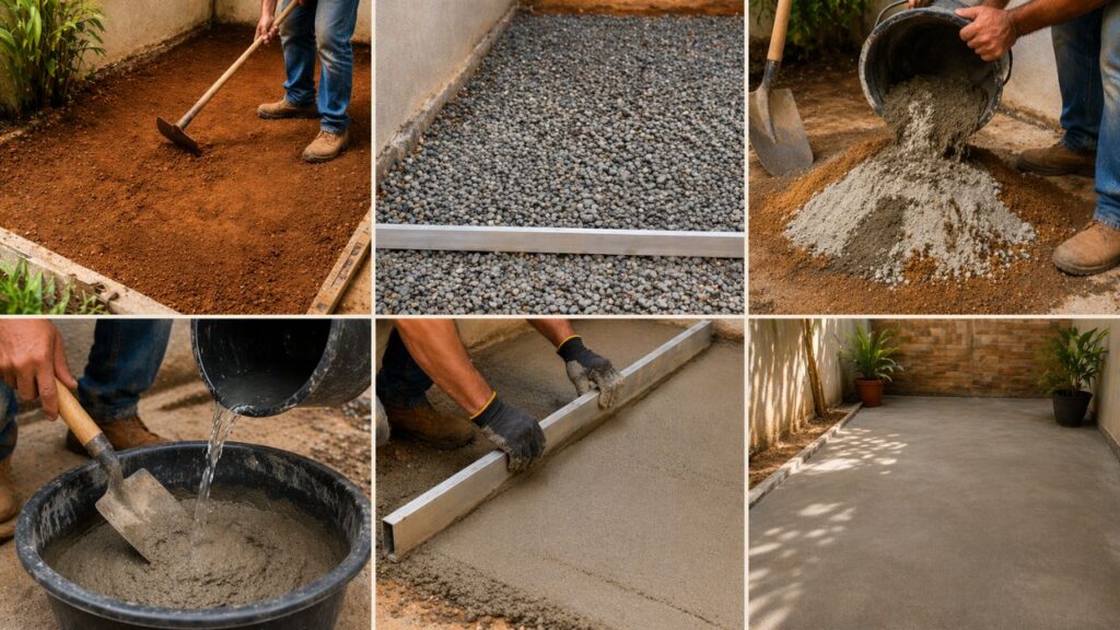 Como fazer contrapiso no quintal e preparar o chão sem erro para piso ou cimento queimado