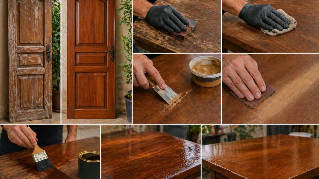 Como lixar e envernizar madeira velha e recuperar portas mesas e peças da casa com cuidado