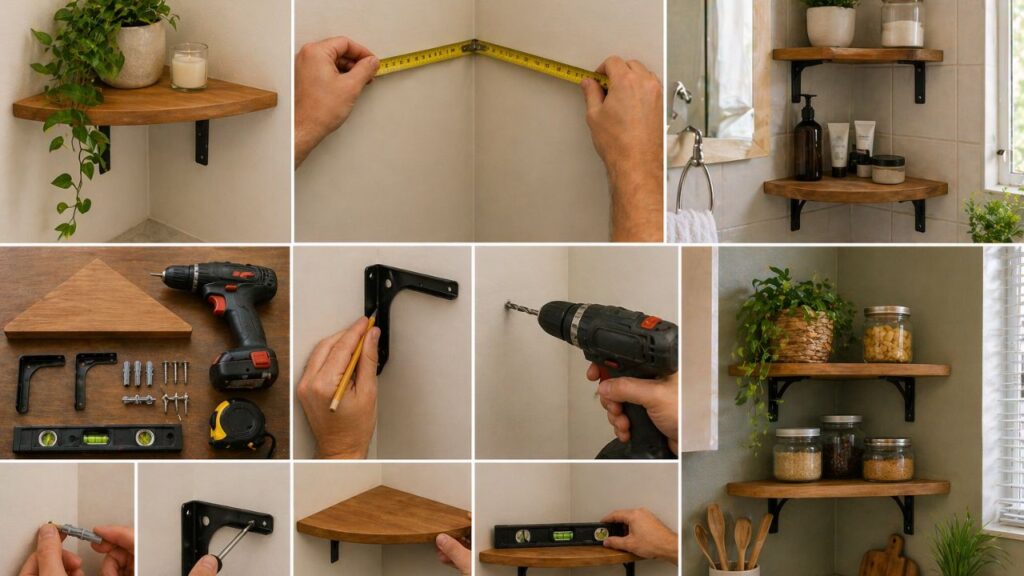 Prateleira de canto ajuda a organizar a casa e valoriza espaços pequenos que ficam sem uso