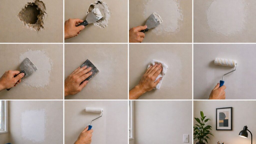 Como consertar parede com buraco maior e evitar que o remendo apareça depois da pintura