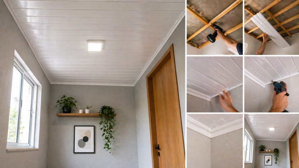 Forro de PVC em cômodo pequeno melhora o visual e ajuda a renovar o teto sem complicação