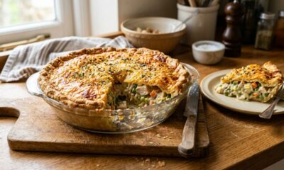 Essa torta de frango de liquidificador da minha mãe fica fofinha e bem recheada, ótima para um jantar em família