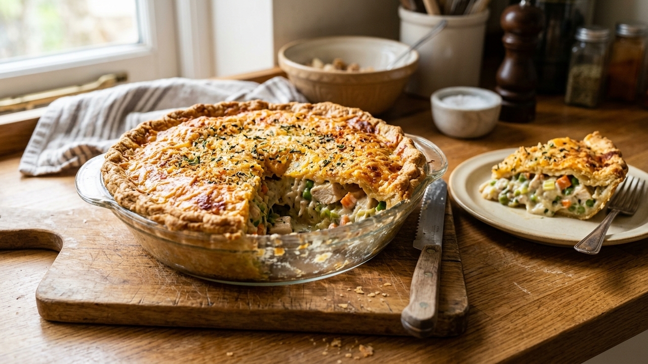 Essa torta de frango de liquidificador da minha mãe fica fofinha e bem recheada, ótima para um jantar em família