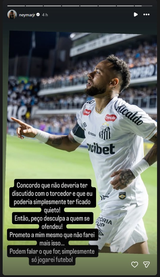 Neymar pede desculpas após discussão com torcedor na Vila Belmiro e promete “só jogar futebol”