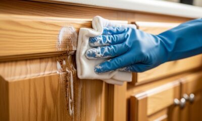 Borrife este produto nos armários sujos da cozinha e deixe agir por alguns instantes; a gordura sairá sem precisar esfregar