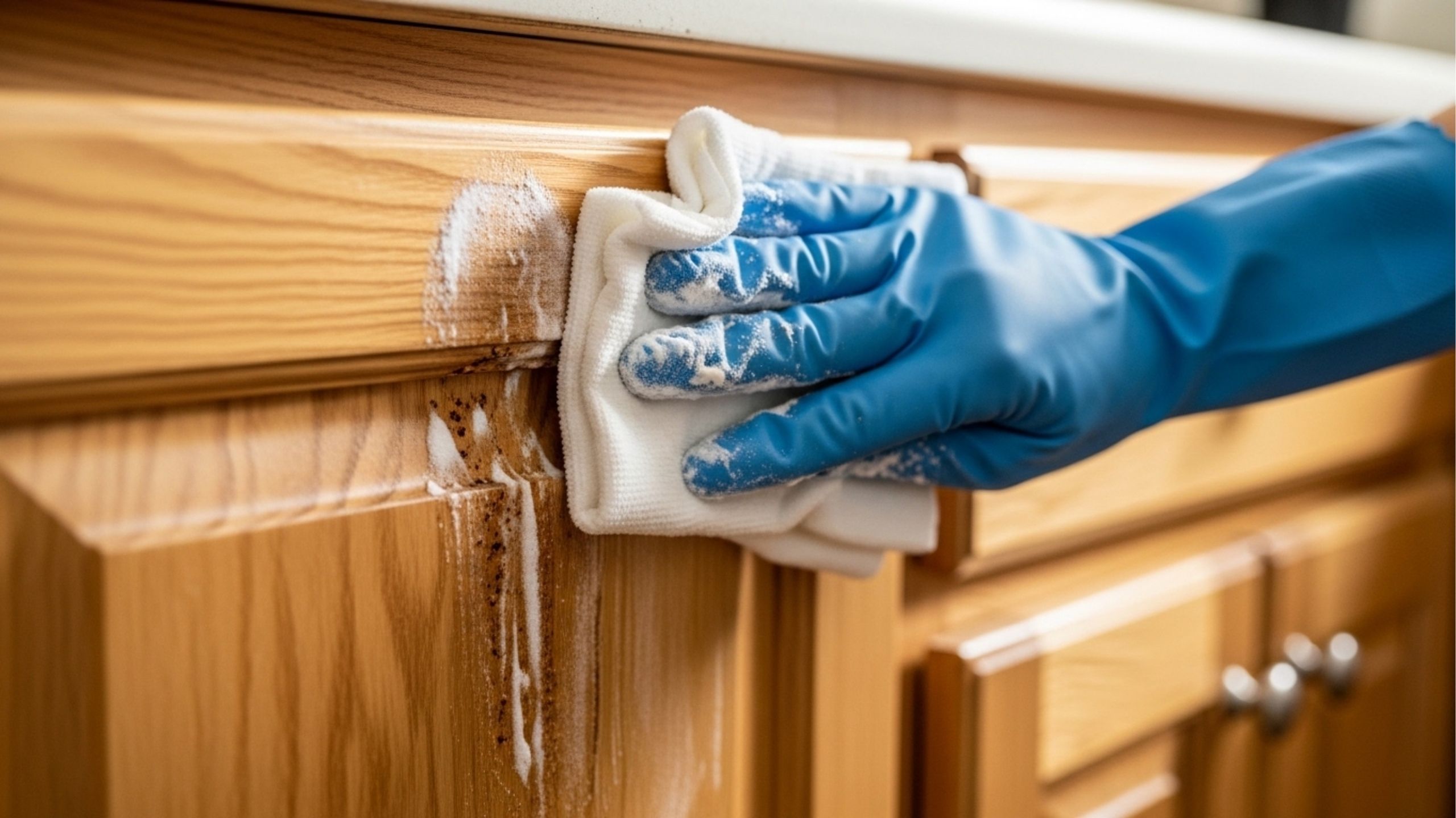 Borrife este produto nos armários sujos da cozinha e deixe agir por alguns instantes; a gordura sairá sem precisar esfregar