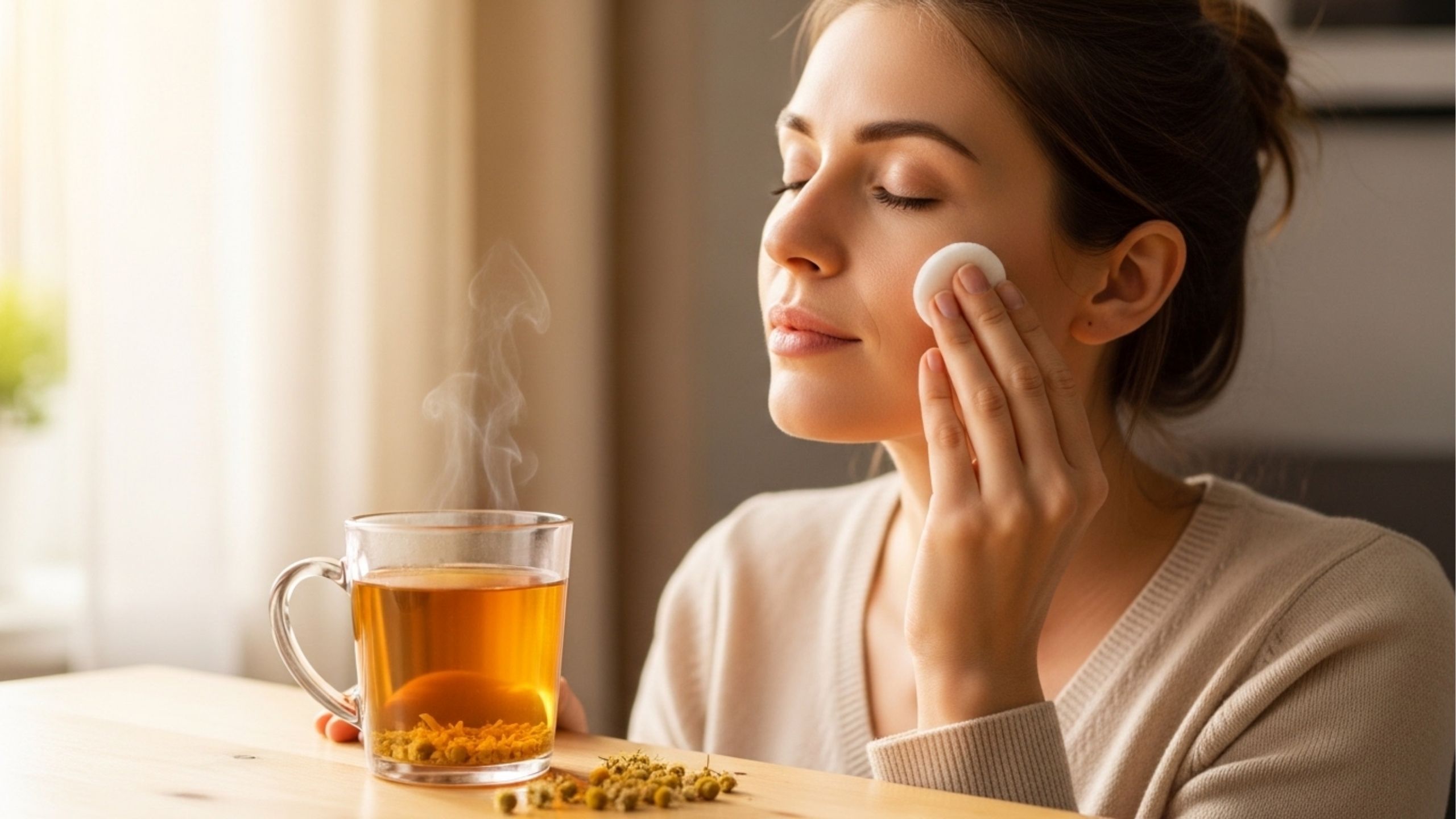 Lavar o rosto com chá de camomila, saiba para que serve e quando incluir na rotina