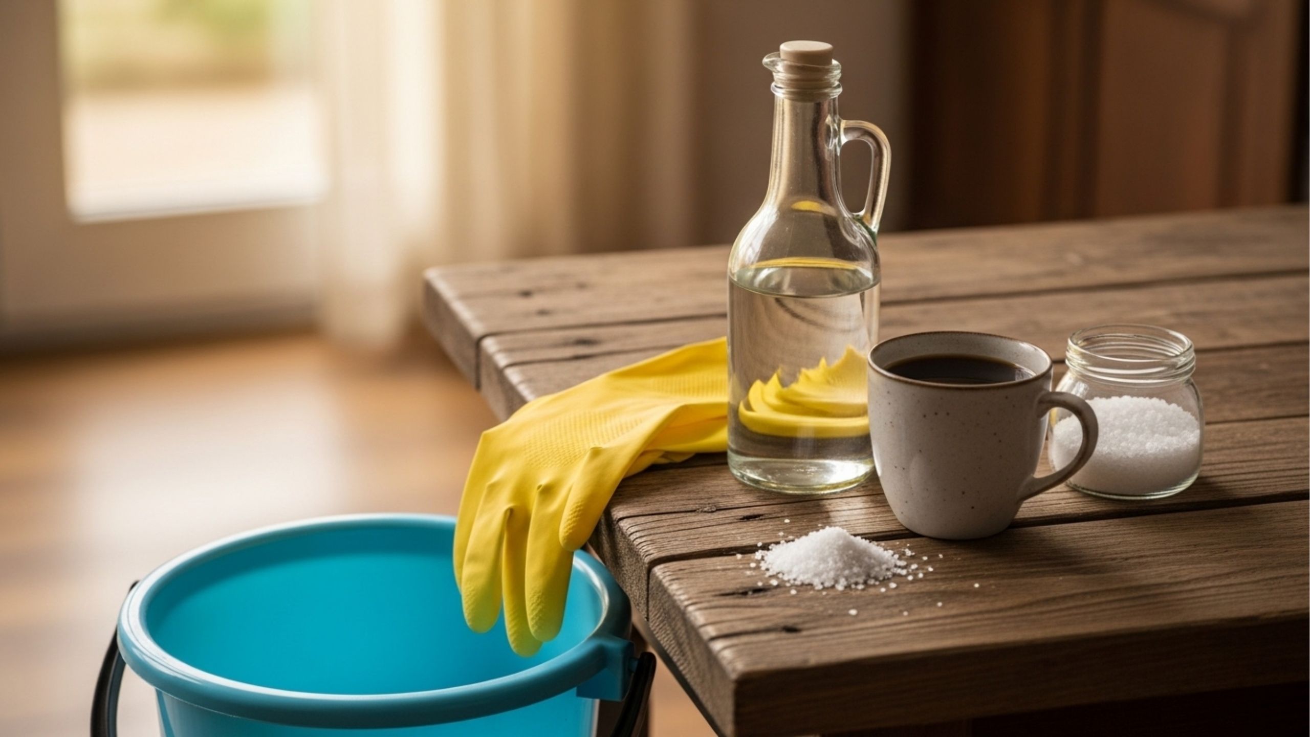 Misturei vinagre, sal e café, e limpar a casa se tornou muito mais fácil