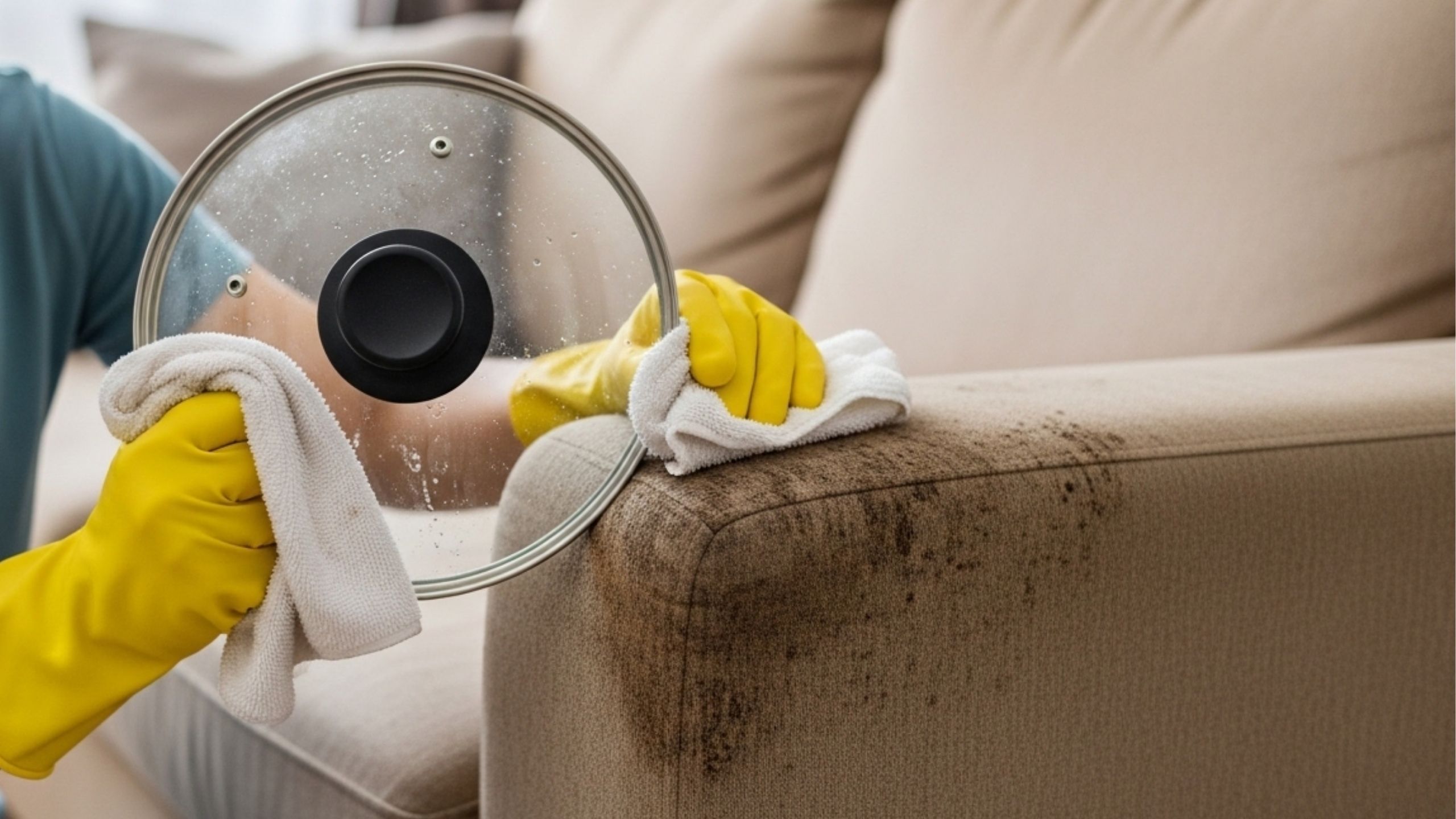 Utilizei a tampa da panela para limpar meu sofá e nunca mais tive problemas com sujeira no estofado