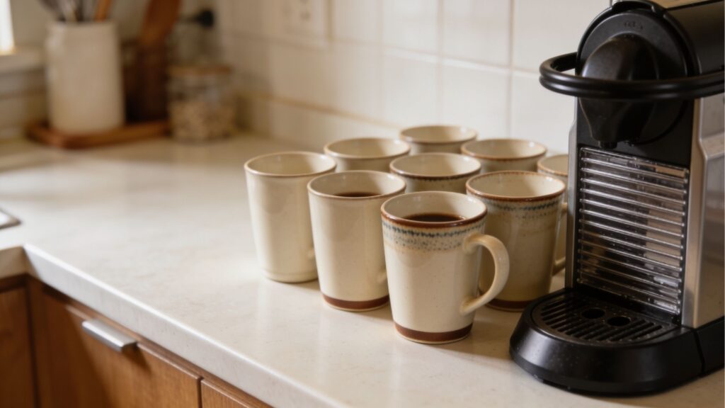 Devo guardar as xícaras em pé ou de cabeça para baixo?