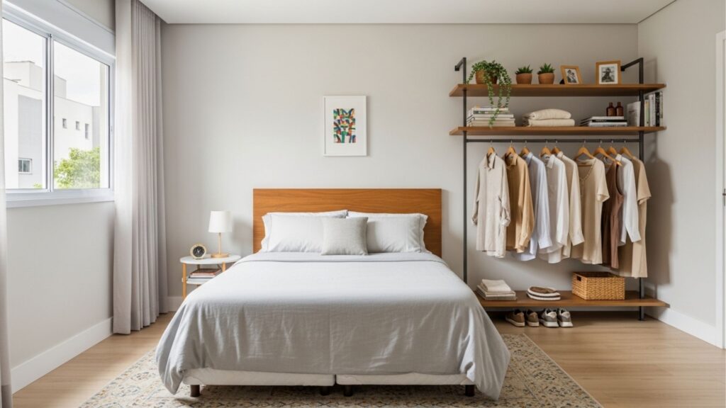 Chega de guarda-roupas grandes, novas tendências revolucionam a organização de quartos pequenos
