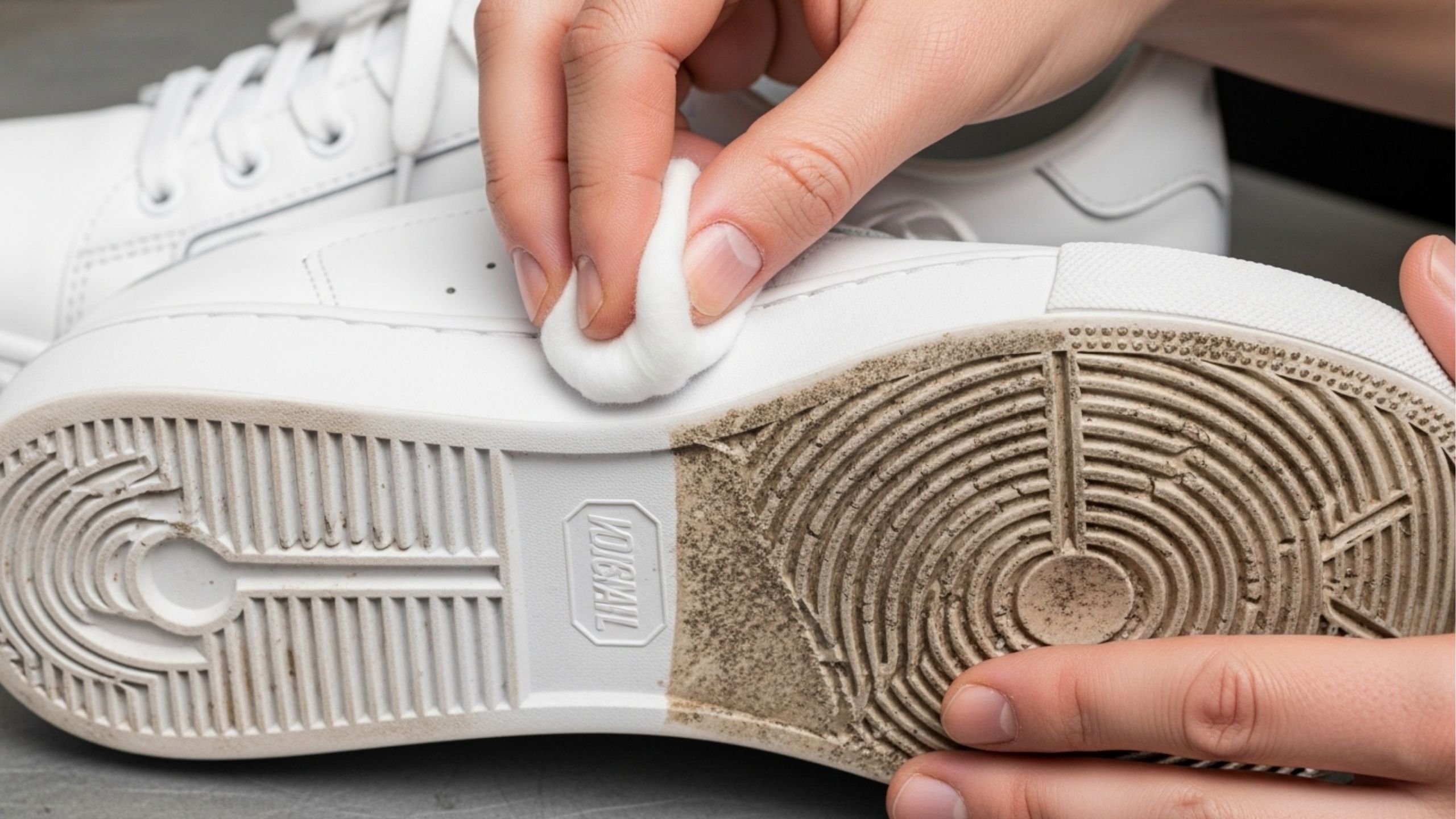 Apenas 3 gotas em um algodão são suficientes: as solas amareladas dos tênis ficam quase como novas