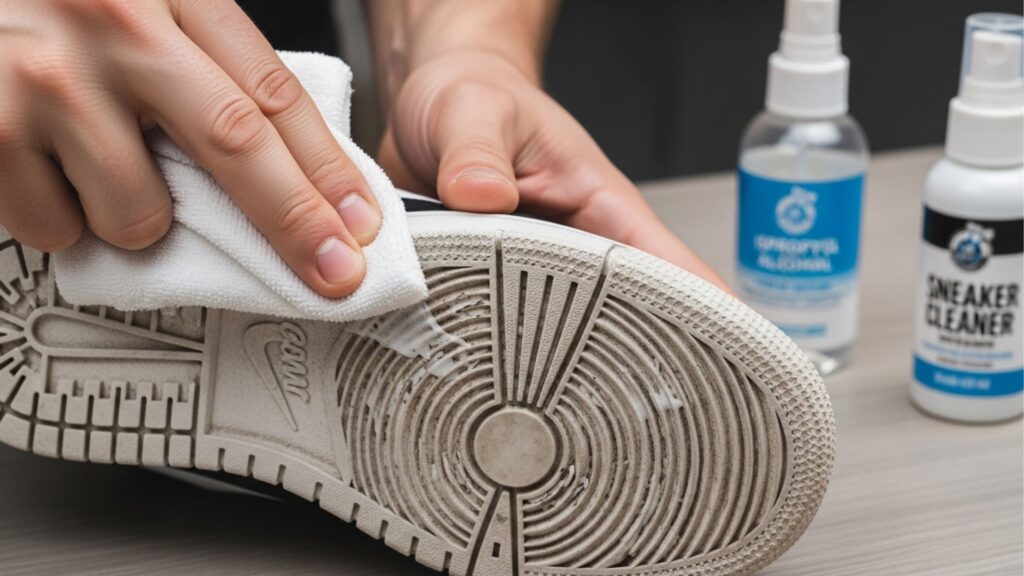 Apenas 3 gotas em um algodão são suficientes: as solas amareladas dos tênis ficam quase como novas