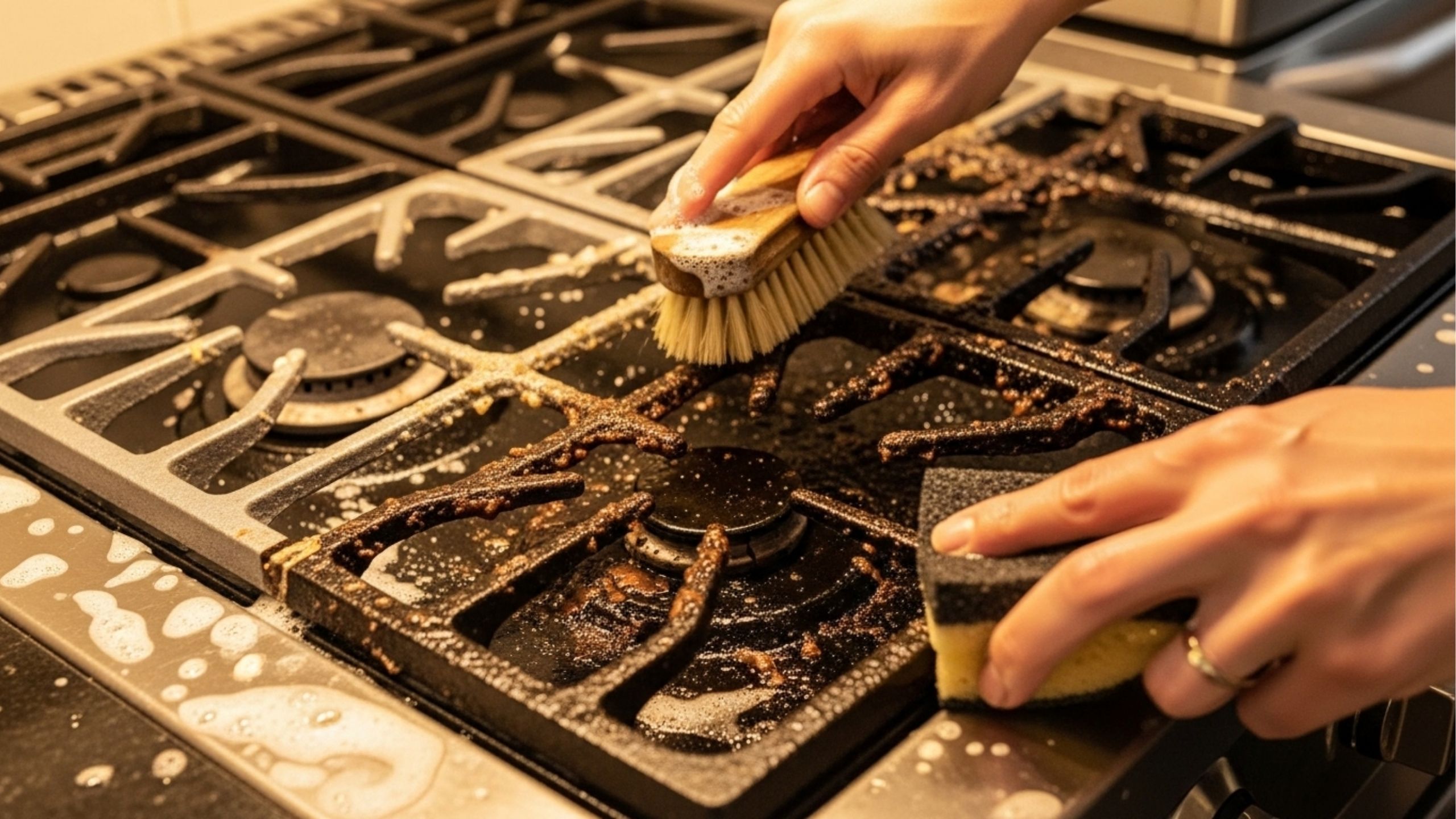 "Deixe com aparência de novo sem complicações", este é o segredo para limpar grelhas de ferro engorduradas do fogão