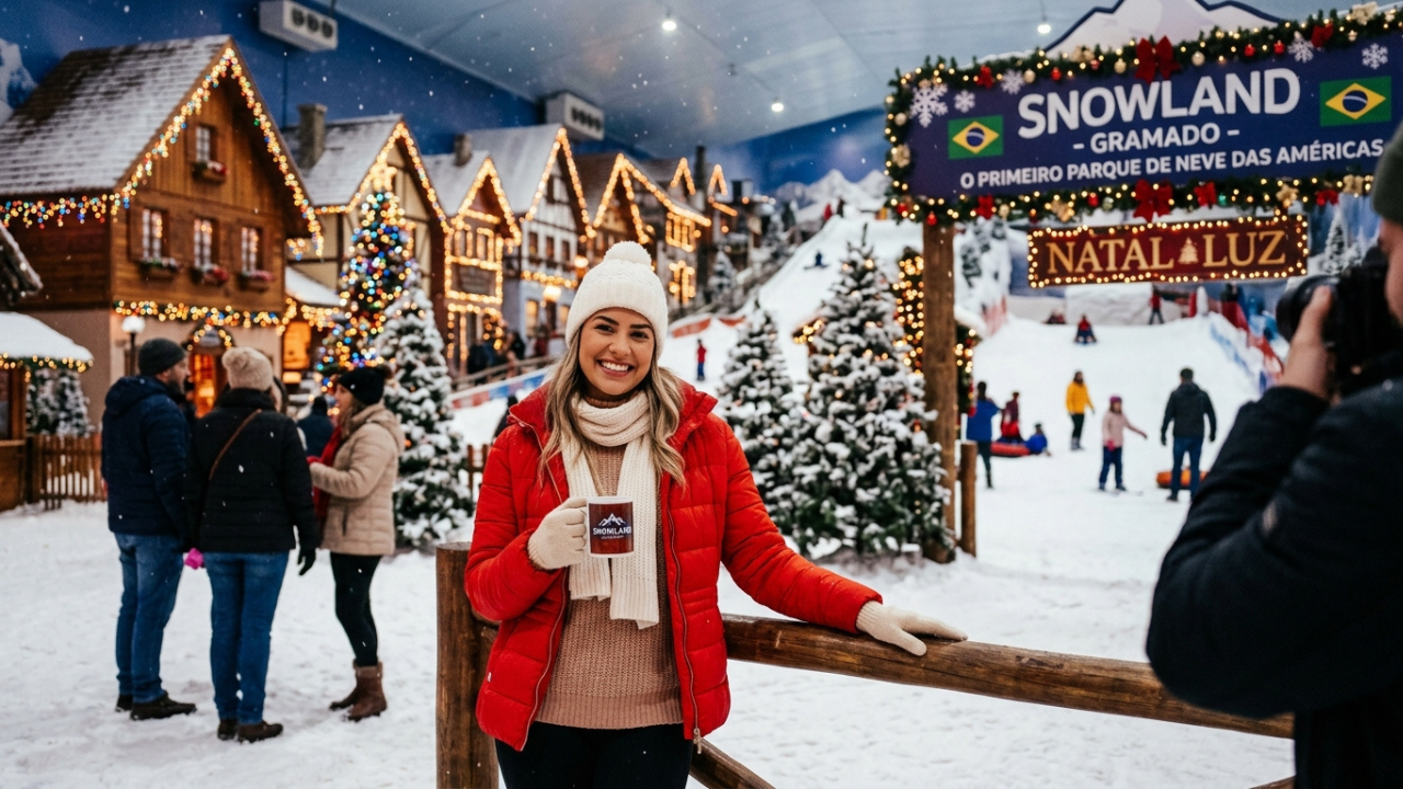 Essa cidade atraí 6 milhões de turistas por ano com o Natal Luz e o primeiro parque de neve das Américas