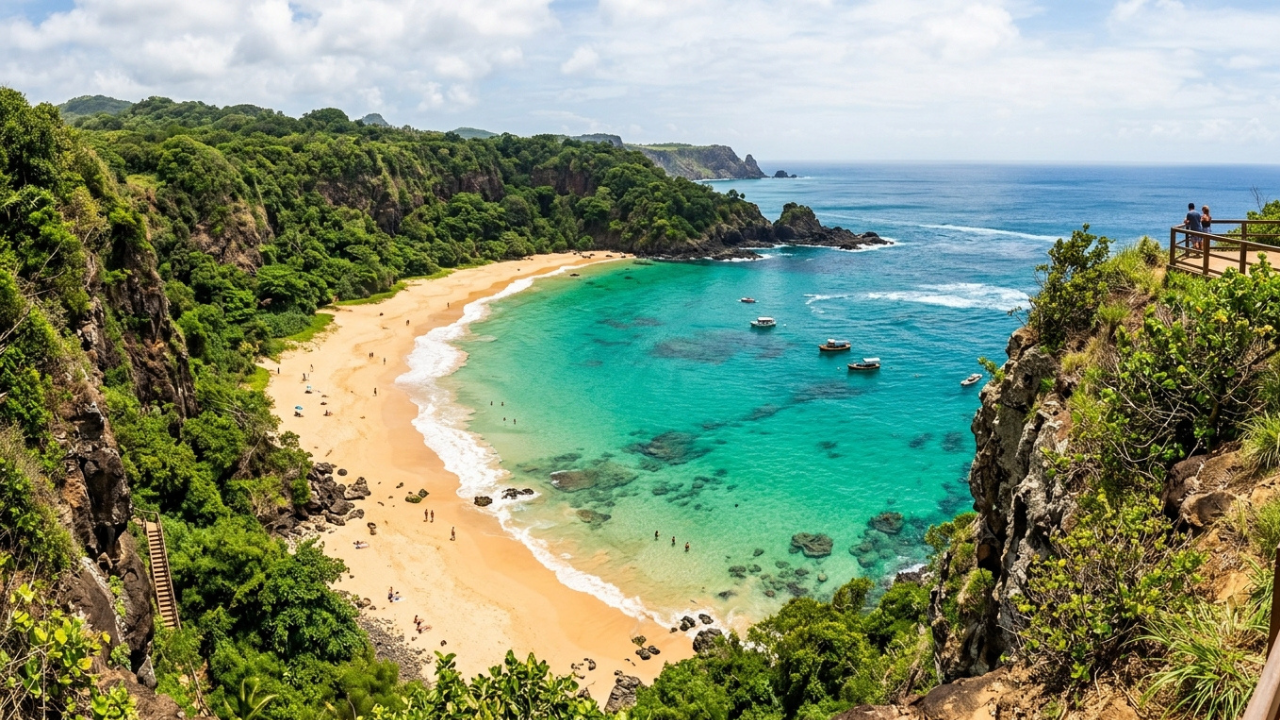 A praia brasileira eleita 7 vezes a melhor do mundo que só se chega por uma passagem na rocha