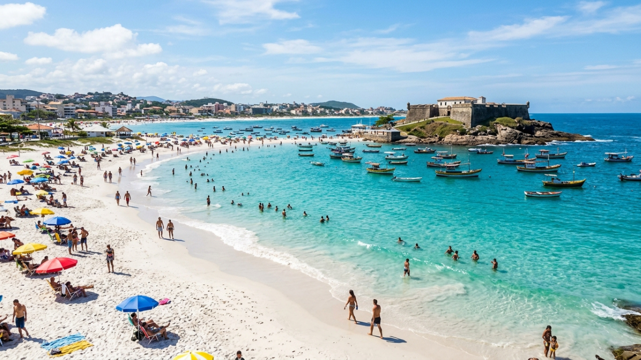 Uma cidade fluminense onde um forte de 1620 vigia a 4ª praia mais fotografada do Brasil