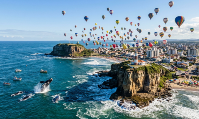 Com 100 balões colorindo o céu na "Capital do Balonismo" e baleias na costa, essa cidade oferece o equilíbrio perfeito entre aventura e natureza