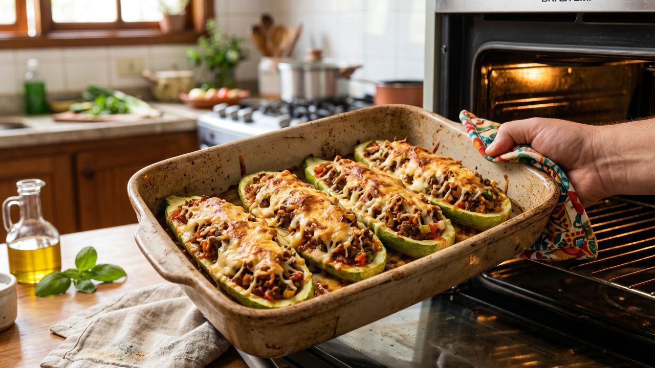 Essa abobrinha recheada fica leve e suculenta, perfeita para variar o cardápio no jantar