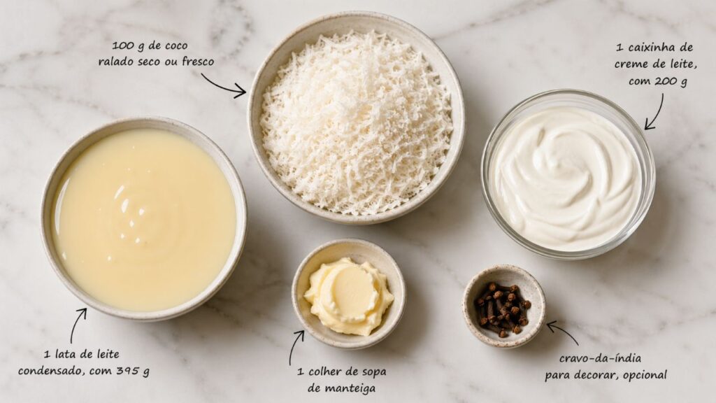 Misture leite condensado, manteiga e coco ralado e faça um doce cremoso perfeito para comer de colher