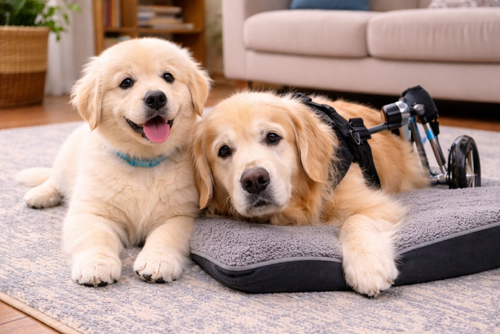 Cachorrinho se recusa a sair do lado da irmã com paralisia