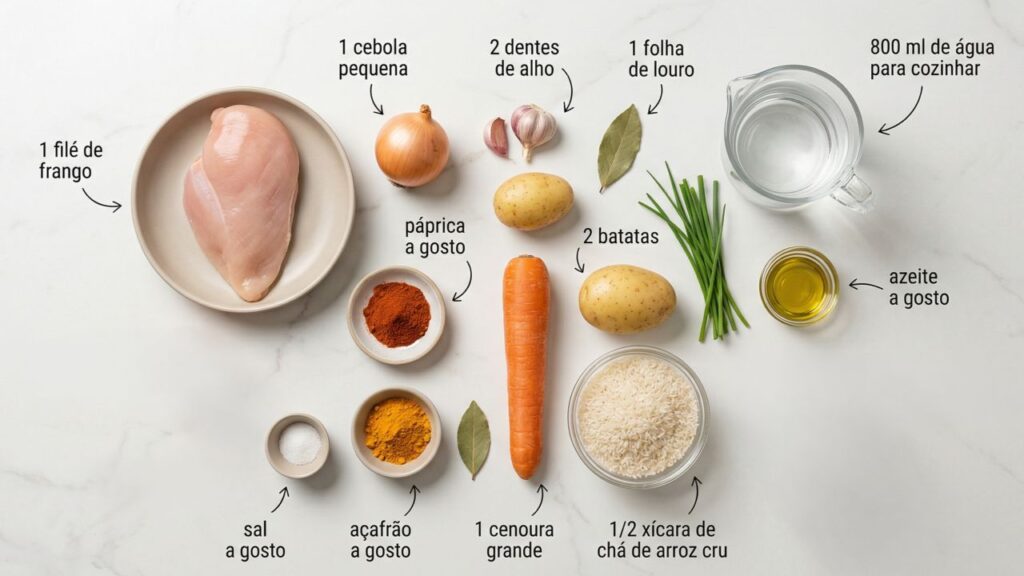 Cozinhe frango, legumes e arroz na ordem certa e tenha uma canja cremosa perfeita para o jantar