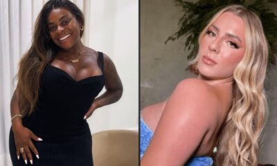 Split image: Jojo Todynho smiling in black dress; Malévola Alves posing, blonde hair, bare shoulder.