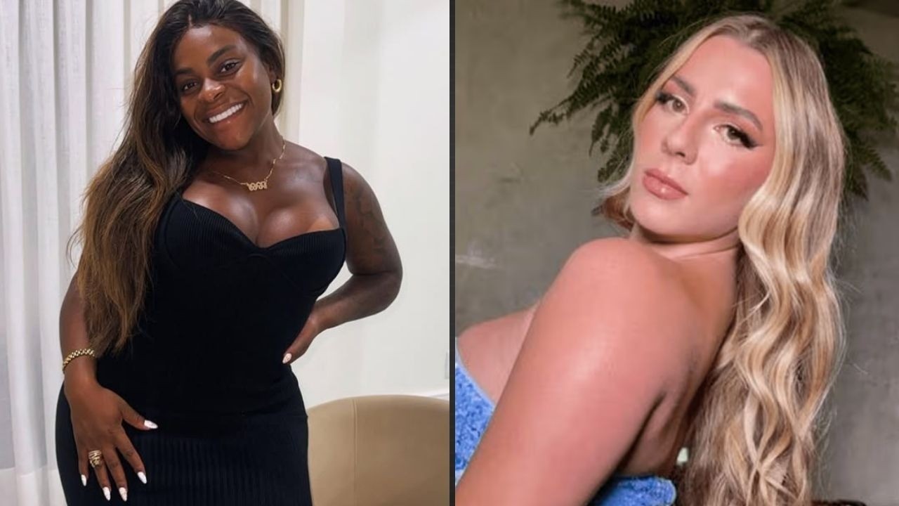 Split image: Jojo Todynho smiling in black dress; Malévola Alves posing, blonde hair, bare shoulder.