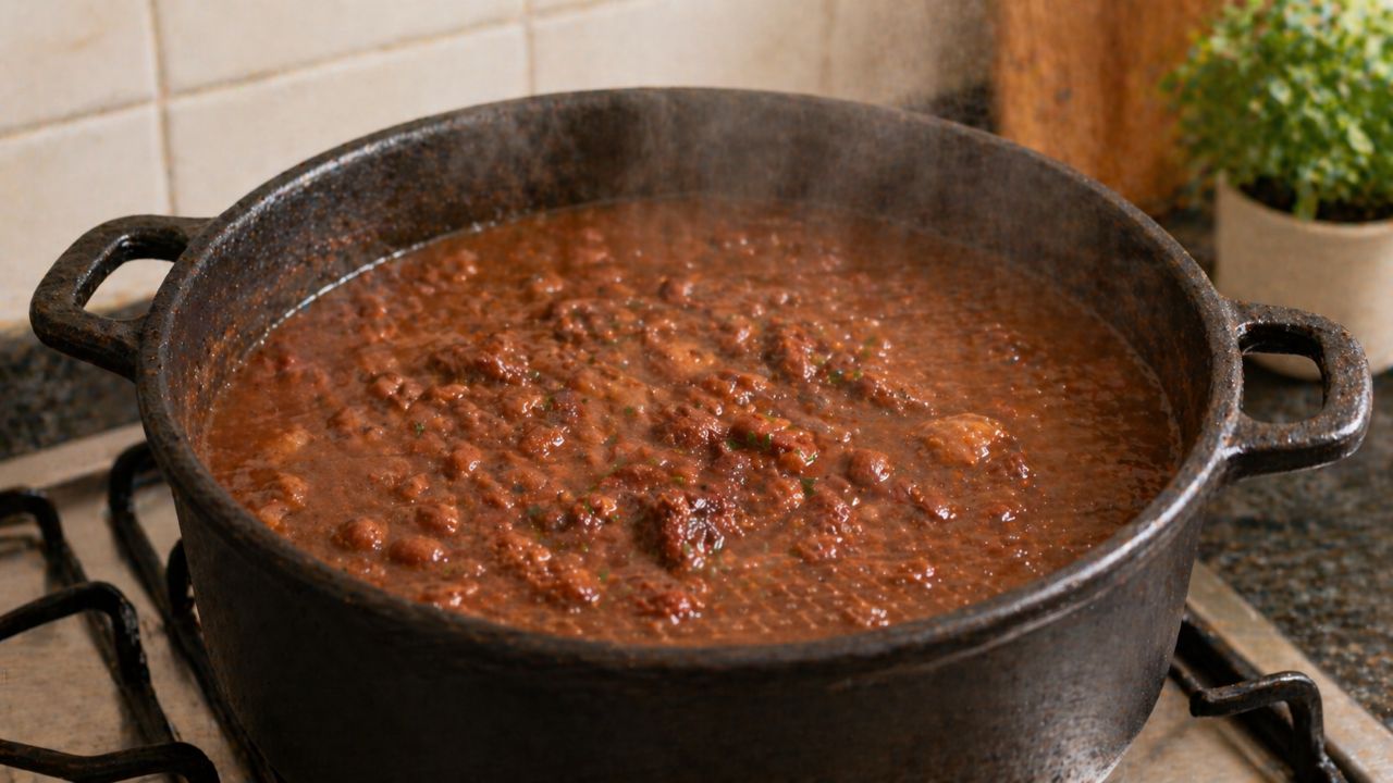 Feijão caseiro super temperado que fica encorpado, saboroso e com aquele gosto de comida de verdade
