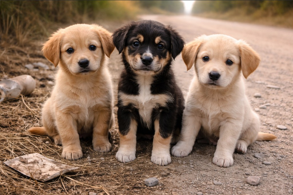 Ciclista encontra filhotes sozinhos e transforma situação com atitude imediata