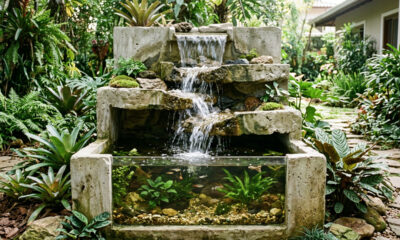 Um projeto de aquário com cascata pode mudar o visual do jardim de um jeito encantador