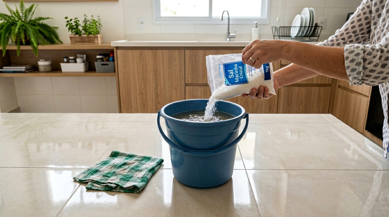 Colocar sal na água de passar pano no chão: para que serve e por que é recomendado