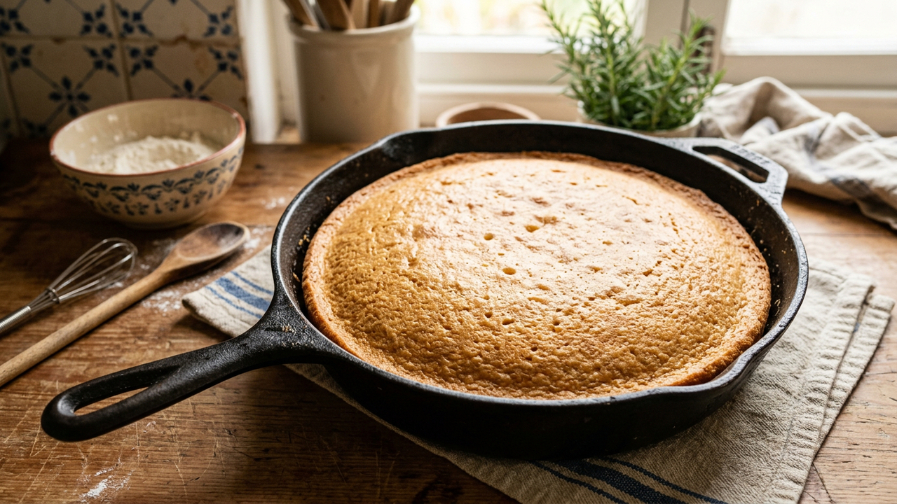 Esse bolo de frigideira leva poucos ingredientes e fica perfeito para um café mais caprichado