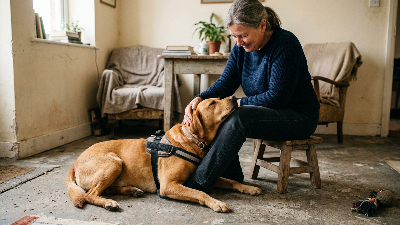 Cachorro de resgate sabe exatamente como confortar sua pessoa favorita