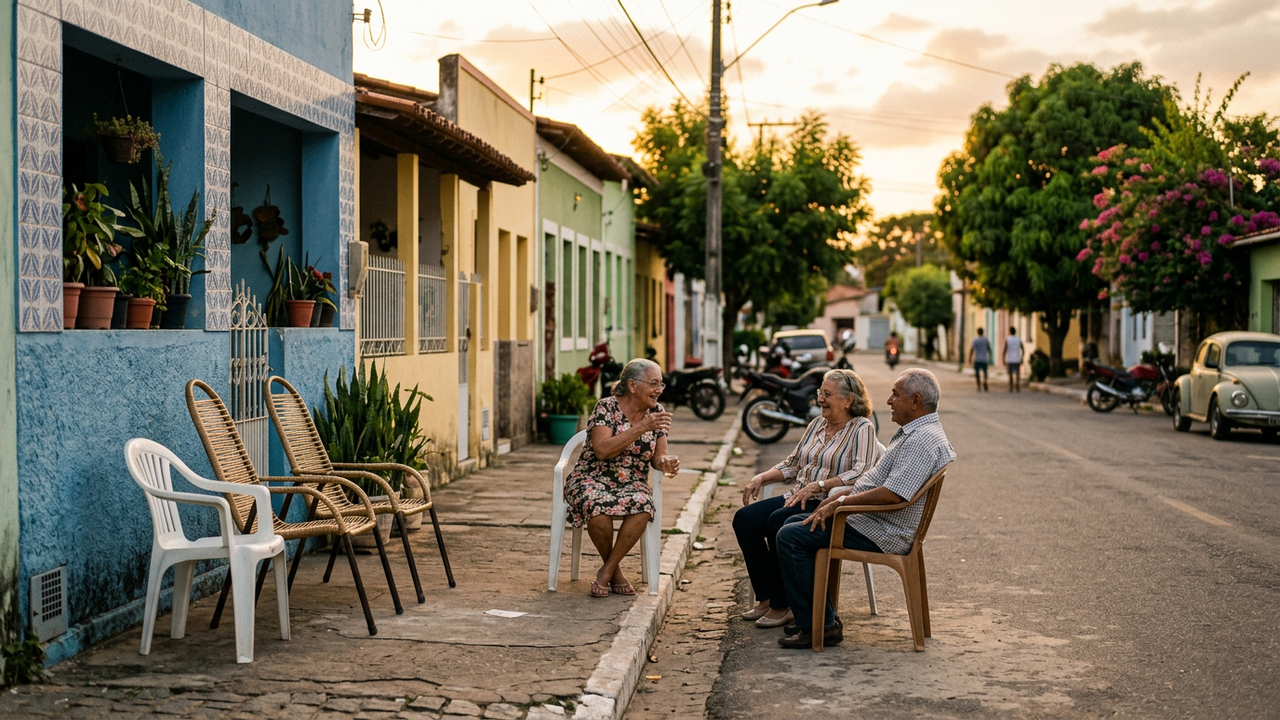 Conversar com vizinhos sem pressa era comum e deixava a rotina da rua muito mais viva