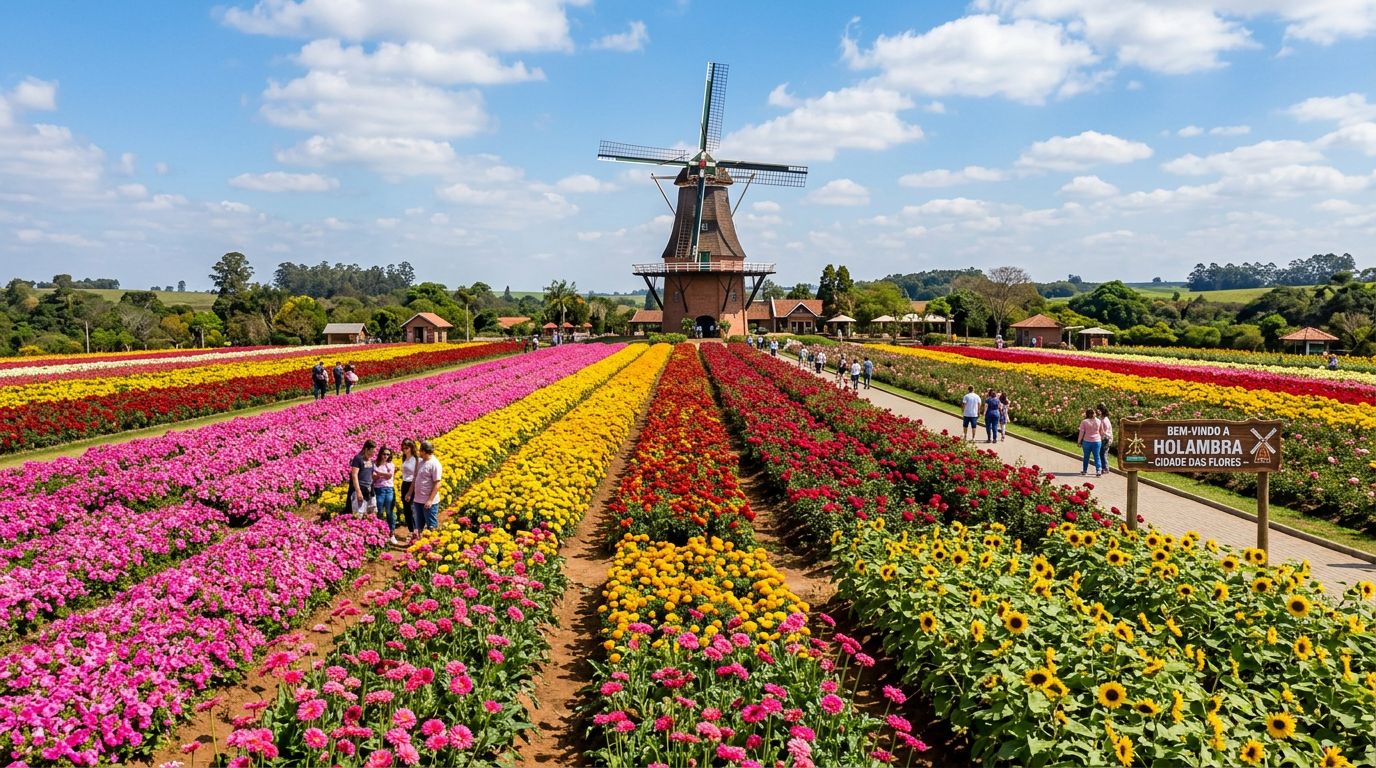 A cidade de 15 mil habitantes que recebe cerca de 300 mil visitantes por ano se tornou o maior polo de flores da América Latina, abastecendo aproximadamente 40% do mercado brasileiro