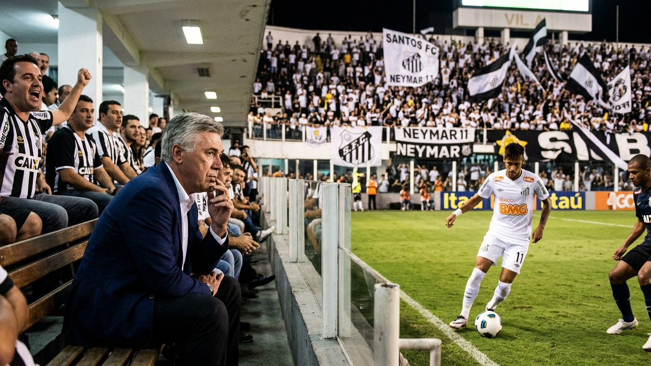 Carlo Ancelotti deseja comparecer a mais um jogo do Santos para observar Neymar Jr