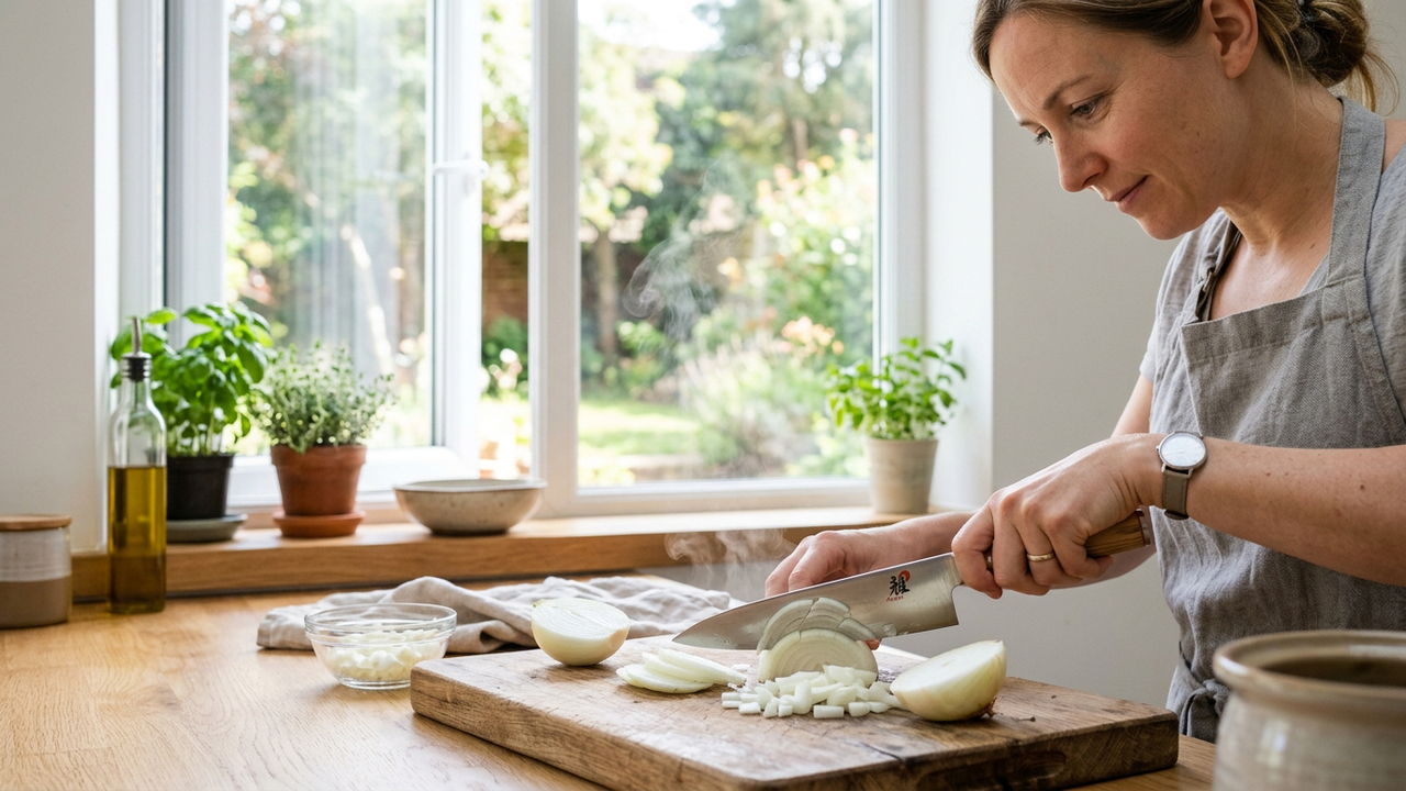 O truque simples que ajuda a cortar cebola sem chorar e muda o preparo desde os primeiros cortes