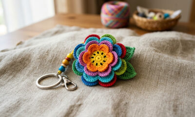Inspire-se com modelos incríveis de chaveiros de crochê com flores delicadas