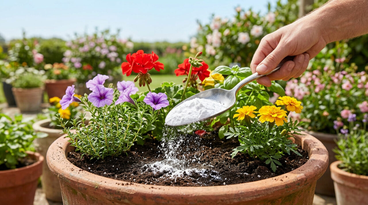 Jogar bicarbonato de sódio no jardim e nos vasos de flores: para que serve e por que é recomendado