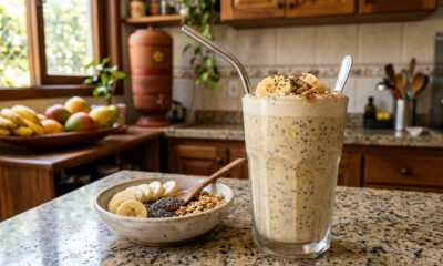 Como preparar um shake de proteína com banana e sementes de chia para ganhar massa muscular e ficar mais forte