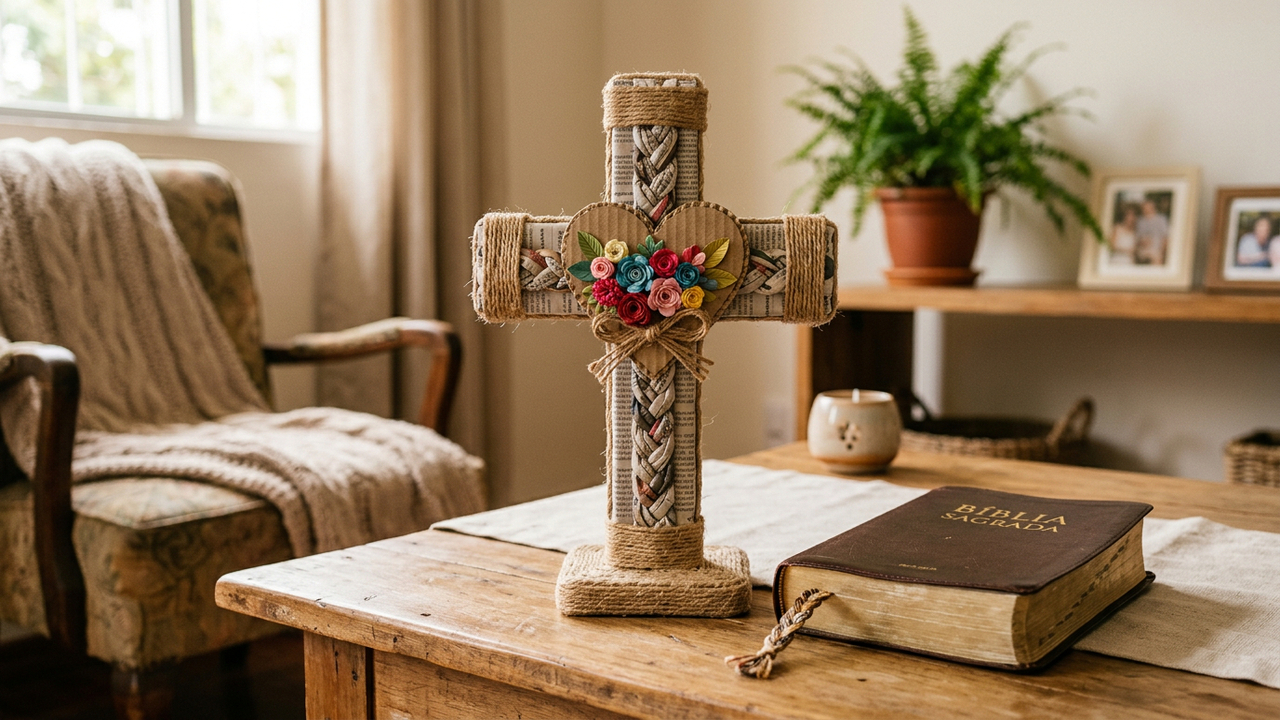 O artesanato religioso com recicláveis que trouxe mais beleza e simbolismo à decoração